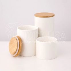 Sublimation New Bone China Food Storage Jars with Bamboo Lid