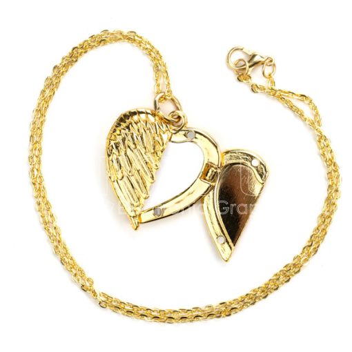Sublimation Angel Wings Heart Locket Necklace