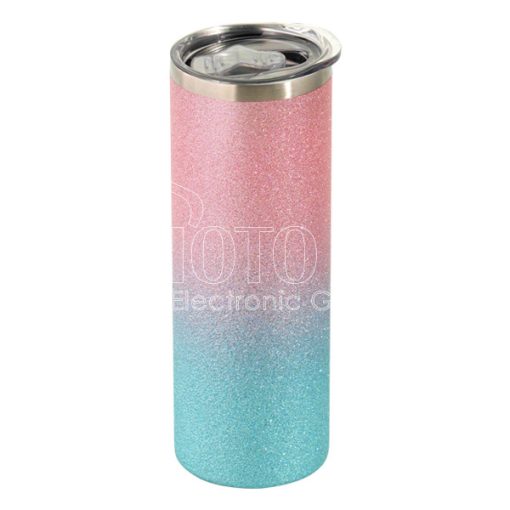 20 oz. Sublimation Glitter Stainless Steel Skinny Tumbler with Lid (in Gradient Colors)