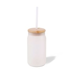 Beer Can-Shaped Glass with Bamboo Lid