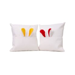 Sublimation Linen Easter Bunny Pillow Case with Colored Bunny Ears