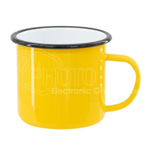 12 oz. Colored Enamel Mugs w Black Rim yellow 2