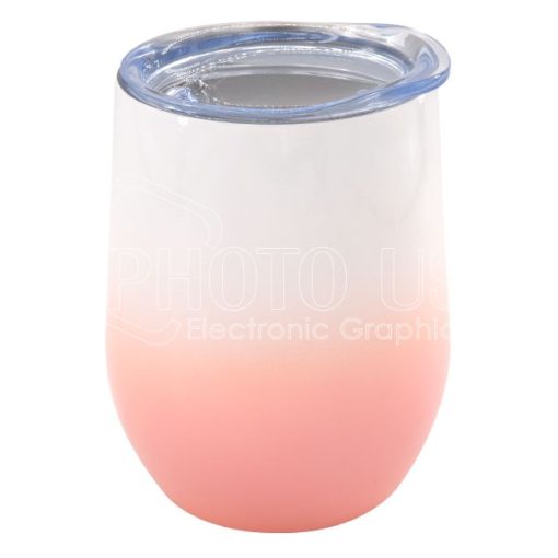 12 oz. Colored Stainless Steel Stemless Wine Cup in Gradient Color pink