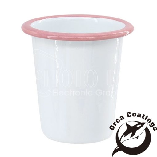 310 ml Tapered Enamel Cups w Colored Rim pink