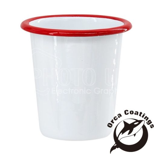 310 ml Tapered Enamel Cups w Colored Rim red
