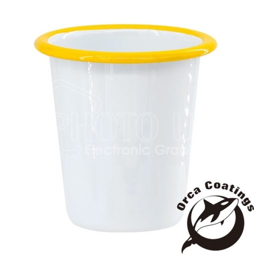 310 ml Tapered Enamel Cups w Colored Rim yellow
