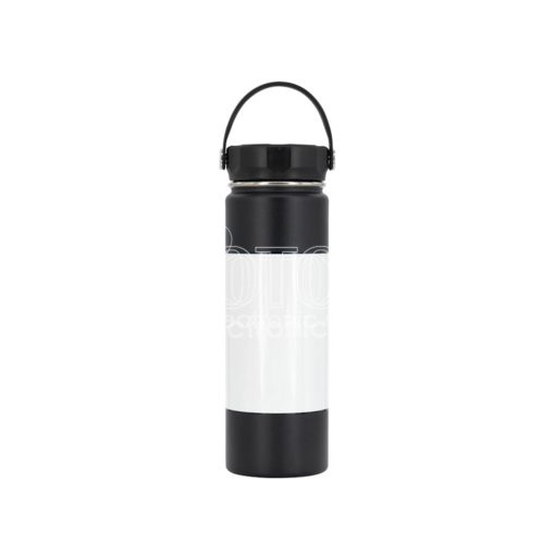 650 ml Sublimation Black Stainless Steel Powder Coated Water Bottle with White Patch