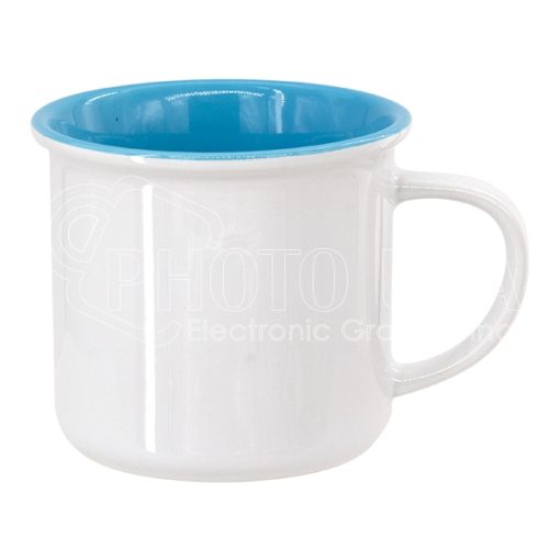 8 oz. Two Tone Ceramic Enamel Mug light blue