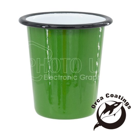Colored Tapered Enamel Cups w Black Rim green