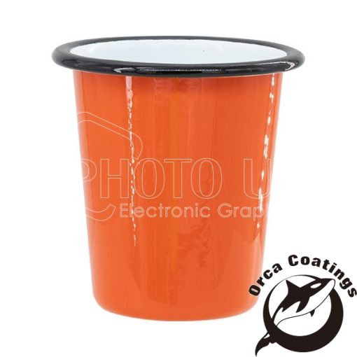 Colored Tapered Enamel Cups w Black Rim orange