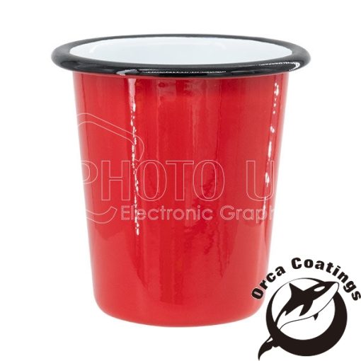 Colored Tapered Enamel Cups w Black Rim red