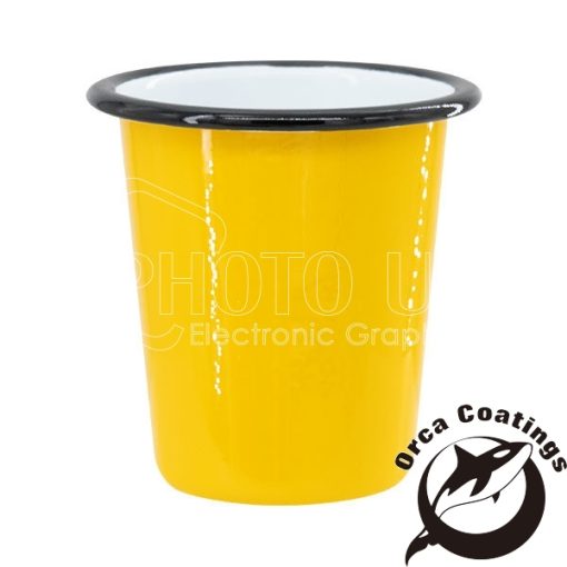 Colored Tapered Enamel Cups w Black Rim yellow