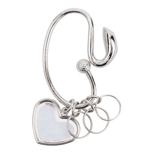 Curved Golf Club Key Ring with Heart Pendant 1