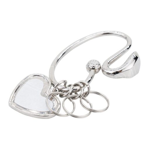 Curved Golf Club Key Ring with Heart Pendant 2