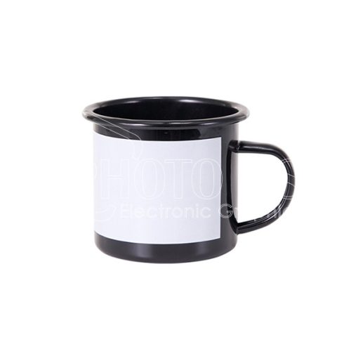 12 oz. Sublimation Black Enamel Mug with White Patch