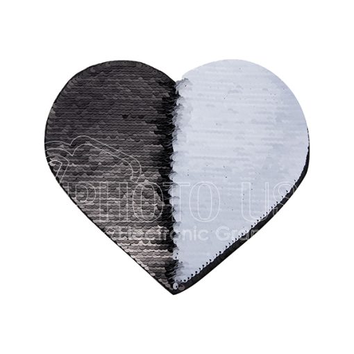 Flip Sequin Adhesive heart blackwhite 3