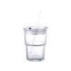 14 oz. Sublimation Glass Cup with Acrylic Cover and Straw