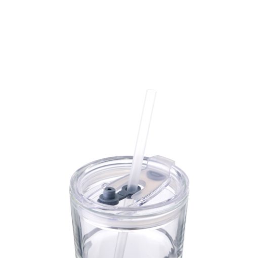 14 oz. Sublimation Glass Cup with Acrylic Cover and Straw