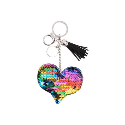 Keychains w Magic Flip Sequin Ornament heart mix 3