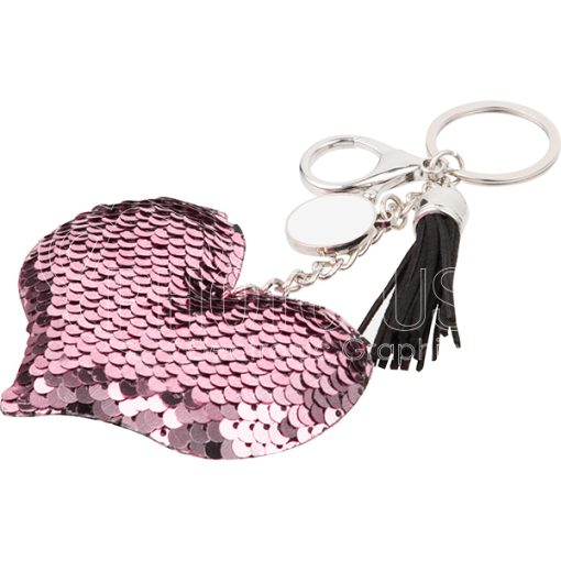 Keychains w Magic Flip Sequin Ornament heart pinkgray 1 3