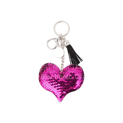 Keychains w Magic Flip Sequin Ornament heart purplered 2