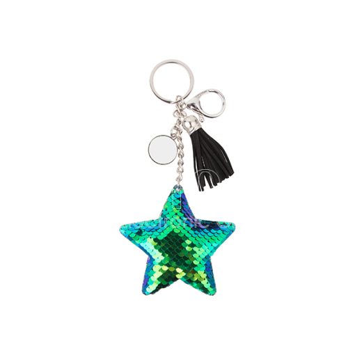 Keychains w Magic Flip Sequin Ornament star bluegreen 2