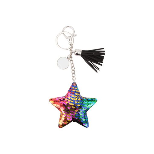 Keychains w Magic Flip Sequin Ornament star mix 4