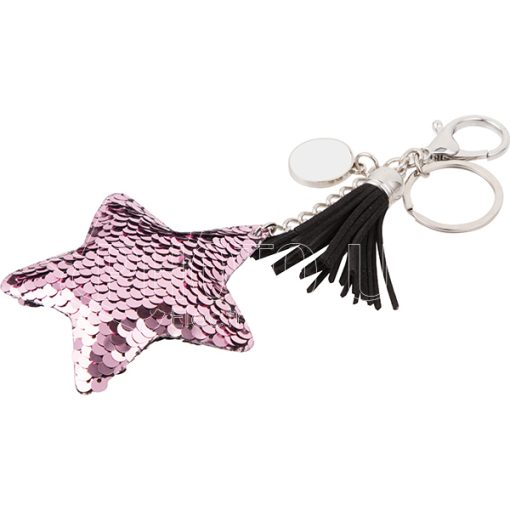 Keychains w Magic Flip Sequin Ornament star pinkgray 1 3