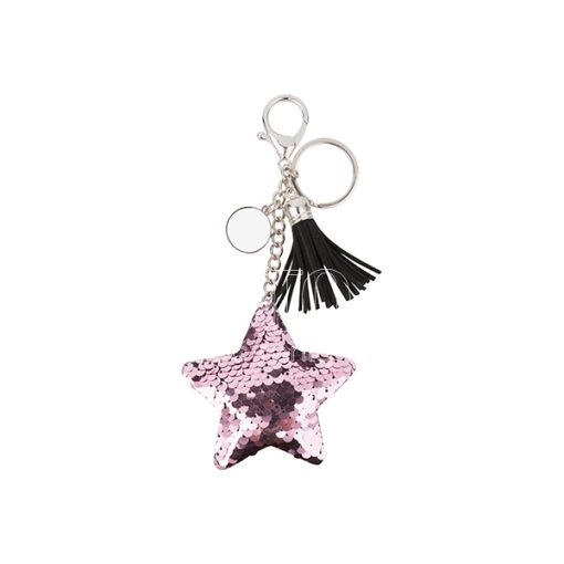 Keychains w Magic Flip Sequin Ornament star pinkgray 5