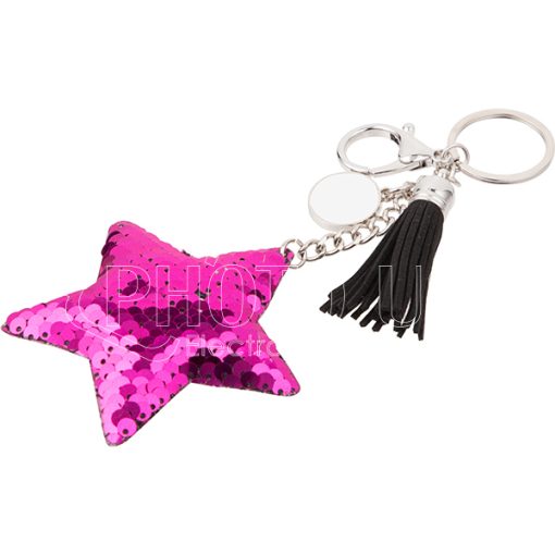 Keychains w Magic Flip Sequin Ornament star purplered 1 4