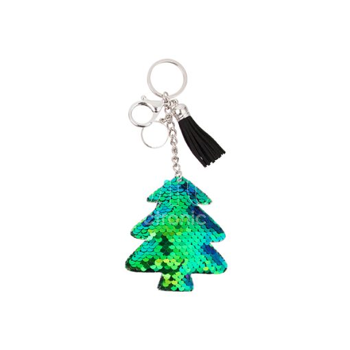 Keychains w Magic Flip Sequin Ornament tree bluegreen 2