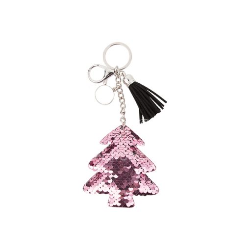 Keychains w Magic Flip Sequin Ornament tree pinkgray 2