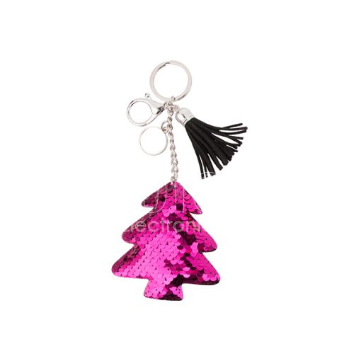 Keychains w Magic Flip Sequin Ornament tree purplered 2