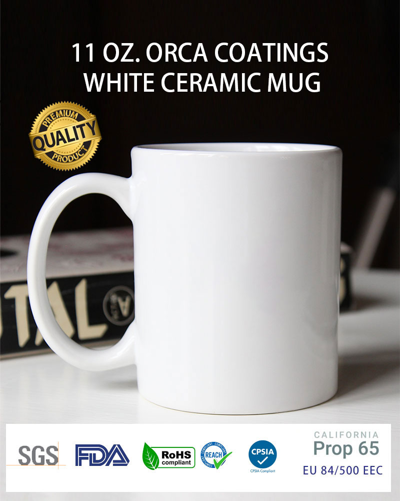 11 oz White ceramic Mug by orca coatings