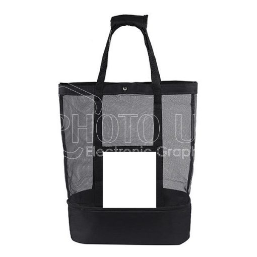 Sublimation Portable Insulated Picnic Cooler Mesh Beach Bag Black