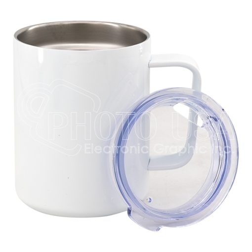 Stainless Steel Coffee Cup with Lid Dye Sublimation Blank - 10oz White