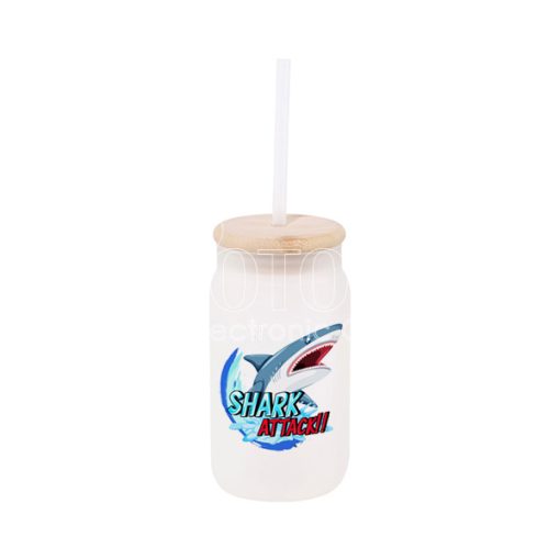 500 ml Sublimation Beer Can-Shaped Glass with Bamboo Lid and Straw
