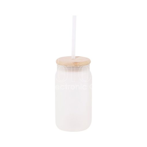 500 ml Sublimation Beer Can-Shaped Glass with Bamboo Lid and Straw