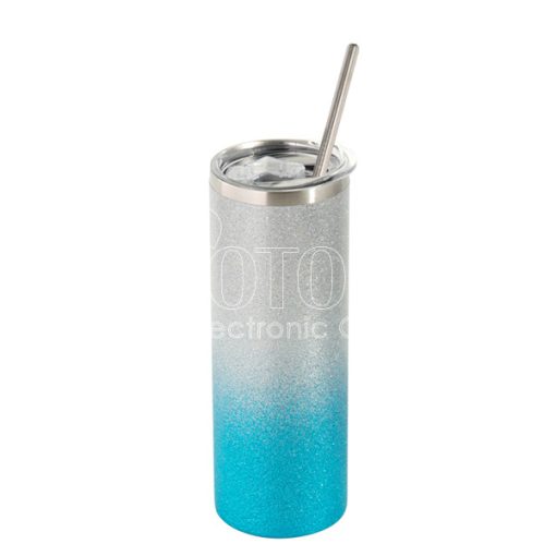 20 oz. Sublimation Glitter Stainless Steel Skinny Tumbler with Lid and Straw (in Gradient Colors)