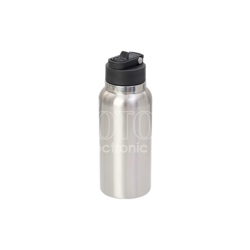 950 ml Sublimation Silver Brim Stainless Steel Sports Vacuum Bottle with Straw Lid and Swivel Handle