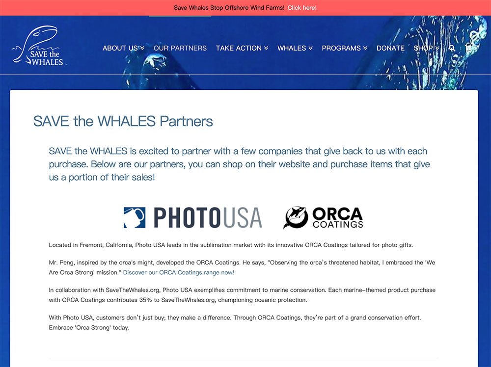 Save the whales partner