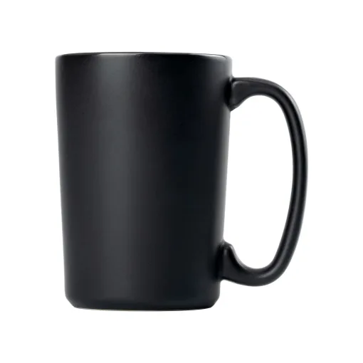 Matte Black Tapered Ceramic Mug with Bright Interior