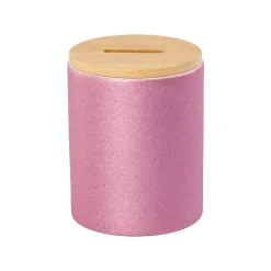 Customized Sublimation Glitter Piggy Bank with Bamboo Lid