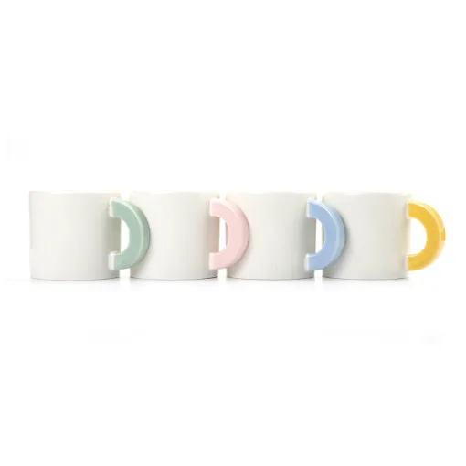 pink, blue, yellow and mint green