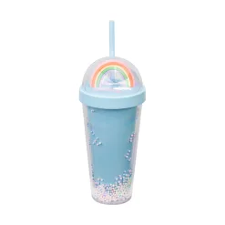 400ml Custom UV Printed Rainbow Double Wall Tumbler with Straw and Lid