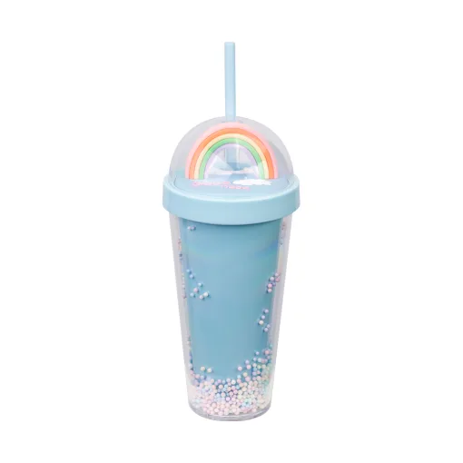 400ml Custom UV Printed Rainbow Double Wall Tumbler with Straw and Lid