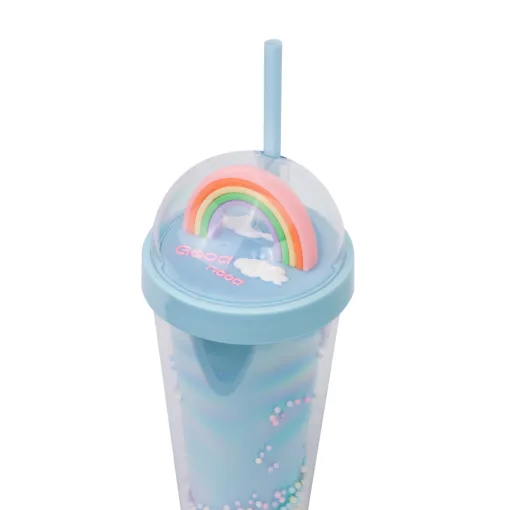 This 400ml tumbler features a cute rainbow top and colorful beads in double walls