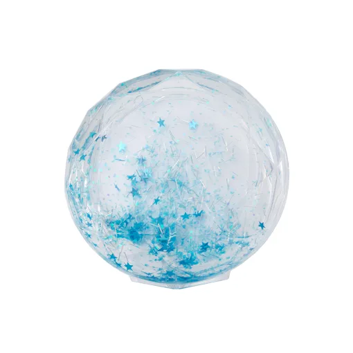 Contains liquid and glitter in four colors that sparkle and flow in response to gravity.