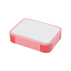 Three shapes/colors: rectangle (pink, blue); round (purple).