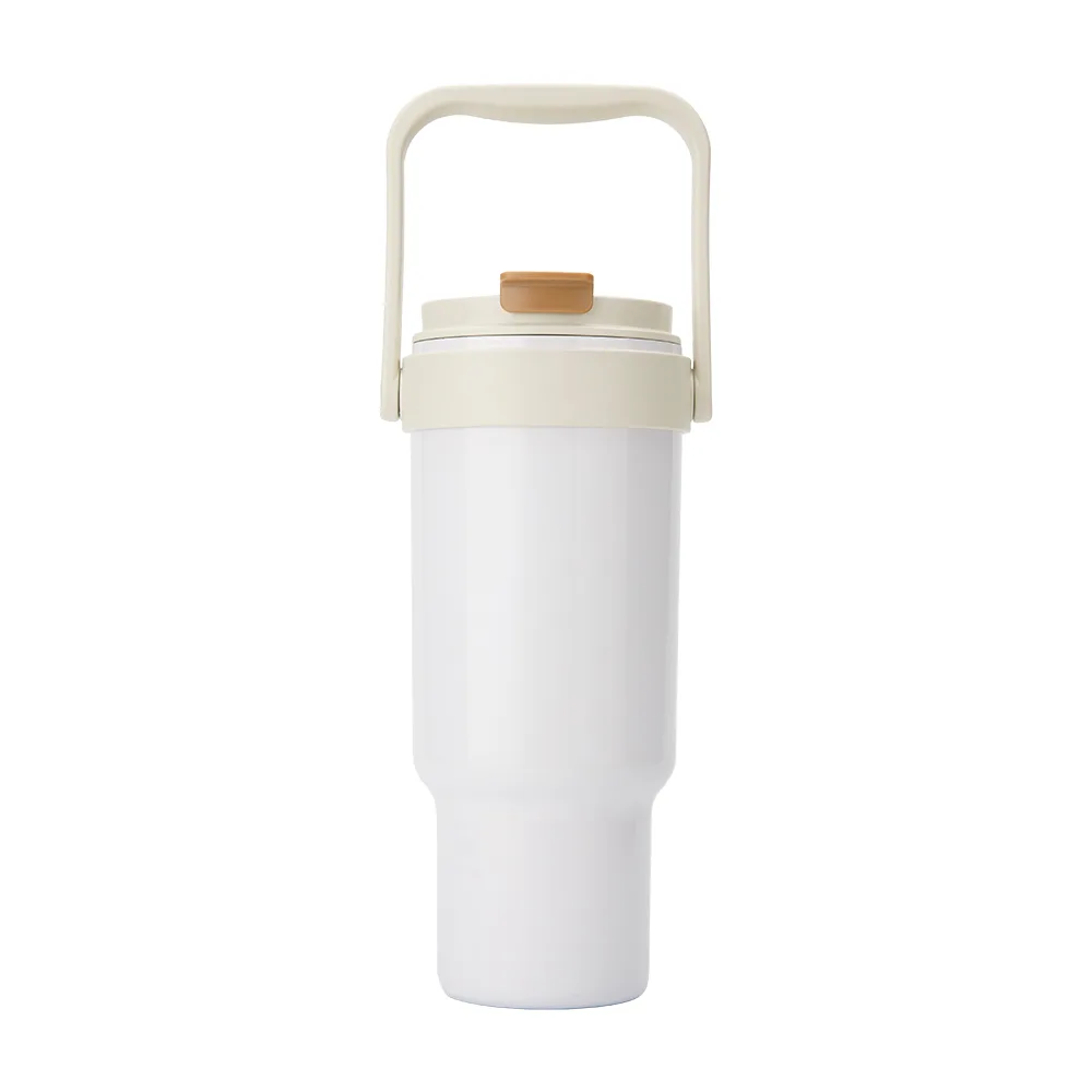 27oz. Dual-Lid Travel Tumbler with Handle & Straw for Sublimation